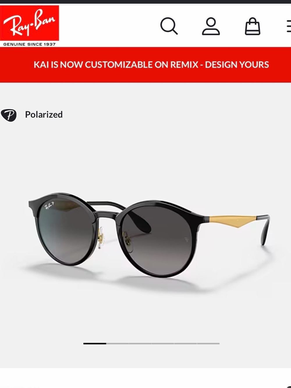 Ray-Ban Polished Black Frame with Gold Temples